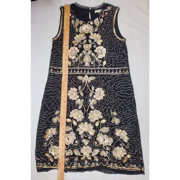Chelsea & Violet Girls Sequin Formal Dress Size L Black Gold Floral Lined 10 12 - Picture 4 of 8
